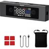 eSynic 4x90°Level Box Digitale con 2 Linee Laser, Doppio LCD Inclinometro Dual Asse X/Y, Base Magnetica, Goniometro Ricaricabile in Lega Alluminio Unità °/% / MM/M per Falegnameria Decorazione - Nero