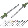 Marcopol (Confezione da 100 pezzi) Rivetti ciechi verniciati 4,0 x 8 mm, testa a cupola, DIN 7337, rivetto in alluminio e mandrino in acciaio, rivetti pop (100, verde Reseda RAL 6011)