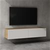 doporro Mobile Porta TV Sospeso 140 cm con 2 Ante Marrone Chiaro e Bianco Opaco, Credenza Bassa da Soggiorno Salotto, Madia Consolle Bicolore per TV Fernsehschrank02