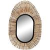 DKD Home Decor Specchio da parete con specchio naturale nero metallo rattan (63 x 1,5 x 92 cm)
