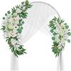 Lisuun Fiori artificiali per la decorazione, 2 festoni di fiori e 1 runner da tavola in chiffon semitrasparente, per cerimonie nuziali sacre e pure, decorazioni floreali - Confezione da 3