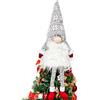 Whaline Puntale per albero di Natale, grande gnomo svedese Tomte, ornamento di Babbo Natale, 58 cm, decorazione natalizia scandinava da appendere con cappello e gambe grigie con fiocco di neve, per