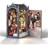 Cuteefun Book Nook Kit - Casa Delle Bambole con luci LED & Copertura Antipolvere, Creativo per la Decorazione Della Libreria, per Compleanni, Natale, Halloween (Treno Magico)
