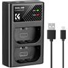 K&F CONCEPT LP-E6/LP-E6N/LP-E6NH Caricabatterie con dual-slot, Micro USB e Tipo-C Doppia Interfaccia Compatibile con batteria Rebel T8/T7i, SL2/SL3, EOS RP/M3/M5 Mark I, 77D, 200D, 800D, 8000