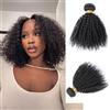 DaiMer Unprocessed Virgin Hair Afro Curly 4B 4C Hair Extensions One Bundle Hair Weave Bundles Afro Kinkys Curly Bundles Natural Color (16 Inch)