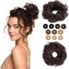 MY-LADY Chignon Finto per Capelli Veri- Cerchio Elastico Dritto Marrone Scuro - Facile Updo Naturale per Donne Ragazze 23g Riccio