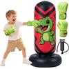 Qoosea Sacco da Boxe per Bambini, 130 cm Stabile Pungiball Bambini Gonfiabile con Guantoni da Boxe, per Pratica di Taekwondo Karate MMA, Sacchi da Boxe Gonfiabile per 3-8 Ragazzi Ragazze