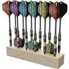 CyeeLife Porta freccette, 12 slot per freccette, 3 slot per alette, Supporto per freccette adatto a Steeldart e Softdart, Accessori per freccette (Legno)