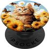 Gatto Girasoli Farfalle PopSockets PopGrip Intercambiabile