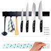 LEDINOR® Barra magnetica coltelli da cucina 40 cm nera + 3 ganci + viti e tasselli con stencil per trapano + nastro adesivo per fissaggio senza fori | supporto coltelli fissaggio facile