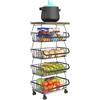 Baotkere Cestini di filo metallico con ruote, scaffale dell'organizzatore della cucina 5 Tier impilabili contenitori di stoccaggio frutta