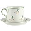 London Pottery Tazza e piattino per bere, motivo animali della fattoria, bianco con illustrazione di animali (anatra, 220 ml)