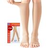 Kuzimua 2 Paia Medicale Calze Compressione Graduata Donna e Uomo 20-30mmHg Classe 2, Dita dei Piedi Nude Calze Antitrombo Elastiche per Vene Varicose, Edema, Volo a Lungo Raggio (2x Beige, XL)