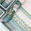 ASFINS Washi Tapes Set, 10 Rotoli Washi Tape Colorati Nastro Washi Carino Bullet Journal Carta Washi per Forniture Artigianali Fai da Decorazioni, (10/15/20mm x 3m)-Blu