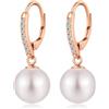 ZDaoBen Orecchini Perle Donnain Argento Sterling 925 Leverback Orecchini Pendenti Perla Zrconi Diamantati Perle Gioielli Regali per Donne 10 mm Oro rosa