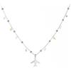 WearTravelers Collana con pendente Aereo e piccole Pietre Colorate in Argento 925 - Prodotto Made in Italy - Collana semplice e delicato per chi ama viaggiare - Modello Caracas (Argento)