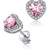 ChicSilver Orecchini Argento Rosato Cuore Orecchini a Lobo Oro Rosa, Opale Ottobre Confezione Regalo