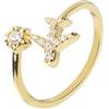 WearTravelers Anello con Aereo in Argento 925 con Zirconi - Anello regolabile - Idea Regalo per Viaggiatrici e per chi ama viaggiare - Nichelfree - Modello Cape Town (Oro)