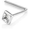 Mia Gioielli - Piercing Brillantino - Orecchino Naso Oro 18k (750) Bianco con Zircone - stile Quadrato - Anallergico Donna Ragazza