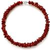 Vifaleno Collana in Corallo Naturale Rosso con Perle Chips - 43 cm