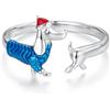 Qings Anello Bassotto 925 Argento Sterling Carino Anello Natale Cane Salame Regolabile Aperto con Berretto Rosso Compleanno Xmas Gioiello Regalo per Lei Donne Ragazze