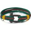 COOLSTEELANDBEYOND Vite Ancoraggio Grillo Braccialetto, Uomo Donna Smeraldo Verde Marrone e Giallo Corda Bracciali Avvolgere, Nautico