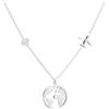 WearTravelers Collana Mappa del Mondo con Aereo e piccolo cuore luminoso in Argento 925 - Idea Regalo per Donna Viaggiatrice - Prodotto Made in Italy - Modello Atlanta (Argento)