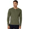 Hanes Men's Long-Sleeve Beefy Henley T-Shirt - Small - Camouflage Green/Oxford Gray