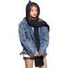 ITODA Sciarpa con cappuccio lavorata a maglia invernale calda sciarpa scaldacollo con cappuccio cappello da donna lavorato a maglia, Blu, Taglia unica