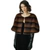 BEAUTELICATE Sciarpa in finta pelliccia sintetica pelliccia Stola Mantella Poncho da donna per feste di nozze invernali (Brown Stripe, S), A righe marroni, taglia unica