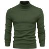 PODOLIXIA Maglione a collo alto, da uomo, elegante, lavorato a maglia, da lavoro, in tinta unita, con colletto alto, a maniche lunghe, colletto alto, maglione invernale, verde militare, M