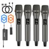 Aveek Set 4 Microfoni Wireless Multipli, Microfoni Karaoke con Ricarica USB-C, Riduzione del Rumore, per Feste in Famiglia, Matrimoni, Party ed Eventi-Suono Stabile fino a 30m, 10h di Autonomia