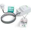 Oktaplex motion Oktaplex Jana, rilevatore di movimento da incasso esterno, 360 gradi, sensore a infrarossi, 6m di diametro, IP65 / IP20, sensore di movimento bianco con cavo da 50cm