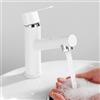 Tondiy Rubinetto Lavabo Bianco per Bagno, Angolo di Uscita Dell'acqua Umanizzato, Miscelatore Monocomando per Lavandino ad Angolo, Rubinetti in Acciaio Inox 304, Aeratore Rimovibile