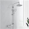 MORADO Colonna Doccia Con Miscelatore Termostatico,Set completo per doccia a pioggia con soffione a pioggia e doccetta,Altezza 95cm,Cromato