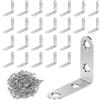 YFLeomry 25 connettori angolari in acciaio inox, 50 x 50 mm, angolo in metallo a 90 gradi, angolo in acciaio inox per costruzione di mobili e scaffali, connettori per legno fai da te