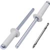 SKIR'CO (350 pezzi) Rivetti ciechi verniciati 4,0 x 14 mm, punta per trapano in alluminio inclusa (grigio bianco RAL 9002)