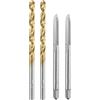QUARKZMAN Set di Punte e Maschi per Filettare, 2pz M4 x 0.7 Metrici Maschi a Filettare a Flauto Dritto & 2pz Punte da Trapano a Spirale da 3.3mm, Rivestimento Titanio/Non Rivestito HSS-6542