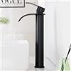 CECIPA Alto Rubinetto Bagno Lavabo Nero a Cascata, Miscelatore Lavabo Bagno Nero con Becco Altezza 24,5cm, Rubinetto Lavandino Alto in Acciaio Inox 304