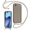 Coalbooliy Cover per iPhone 17 Air 6,5 con Cordino per Cellulare, Custodia Silicone con Regolabile Collana Sottile Morbida Case Protezione della fotocamera Antiurto con Necklace, Cachi