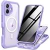 seacosmo Cover per iPhone 17 Privacy Magnetica, Compatibile con Magsafe, Antispy Schermo Integrata in Vetro Temperato, Protezione Fotocamera, Custodia 360 Gradi Antishock Fronte Retro - Viola