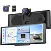 Krunia Schermo Auto Portatile 9,26 Wireless con Dash Cam Frontale 4K e Posteriore HD, Apple CarPlay, Android Auto, OTA, Mirror Link, Bluetooth 5.0, Controllo Vocale, GPS, FM