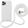 Hadwii Cover con Cordino per iPhone 15 Custodia con Regolabile Collana Necklace Antiurto AntiGraffio Morbido Fodera in Microfibra Case con Laccio Tracolla per iPhone 15, Bianco