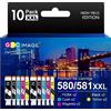 GPC Image Compatibili Cartucce d'inchiostro Sostituzione per Canon PGI-580 CLI-581 580XXL 581XXL per Pixma TS6150 TR7550 TR8550 TS6151 TS8150 TS9150 (PGBK Nero Ciano Magenta Giallo, 10-Pack)