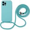 Hadwii Cover con Cordino per iPhone 15 Custodia con Regolabile Collana Necklace Antiurto AntiGraffio Morbido Fodera in Microfibra Case con Laccio Tracolla per iPhone 15, Blu