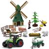 LioMaxi Scala 1:36 macchinina agricola inerziale (62 pz Accessori), mulino a vento，Set di combinazione di animali, per bambini, trattore, azienda agricola,3 effetti sonori simulati, luci