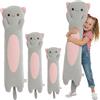 Kekeso Lungo Peluche Gatto - Cuscino Morbido Gatto per Bambini & Adulti, Kawaii Cuscino a Corpo di Gatto, Regalo Carino per Amanti dei Gatti (Grigio, Occhi rotondi, 60cm/23.62inch)