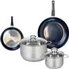 Fackelmann ELO 9726150 - Set di 2 padelle da forno con 2 padelle da 20 e 28 cm e 2 padelle 16 e 24 cm Elo Prima Lucido, acciaio inox, induzione