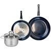 Fackelmann ELO 9721850 - Set di 2 padelle 20 e 24 cm e 1 pentola 14 cm Elo Prima Lucidante, acciaio inox, induzione 9721850