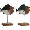 DKD Home Decor Statuetta decorativa multicolore pesce naturale 18 x 8 x 26 cm (2 unità)
